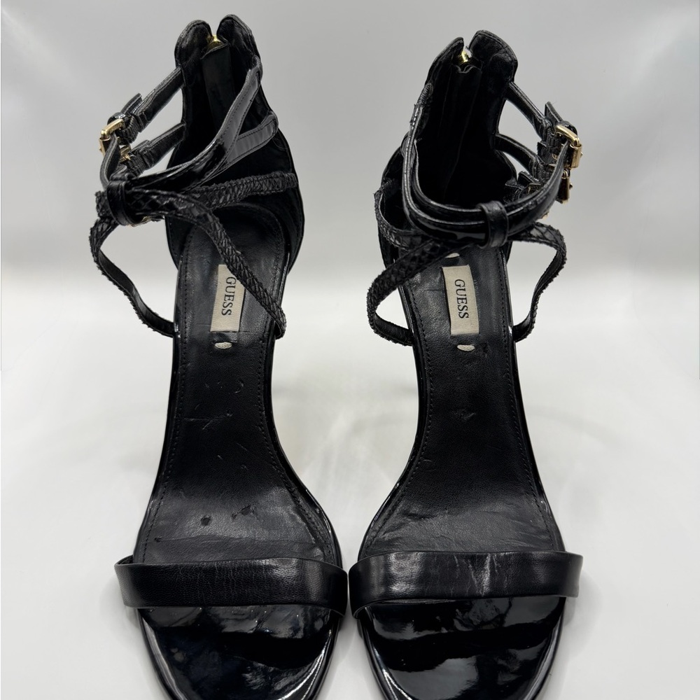 Guess Black Braided Strap Heels